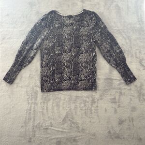 Womens Sweater-TALBOTS-Snake Print Black/White/Grey "Pure Merino Wool" Large